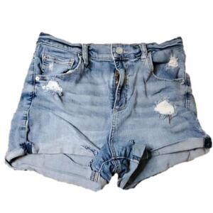 Garage Denim light blue hemmed shorts
